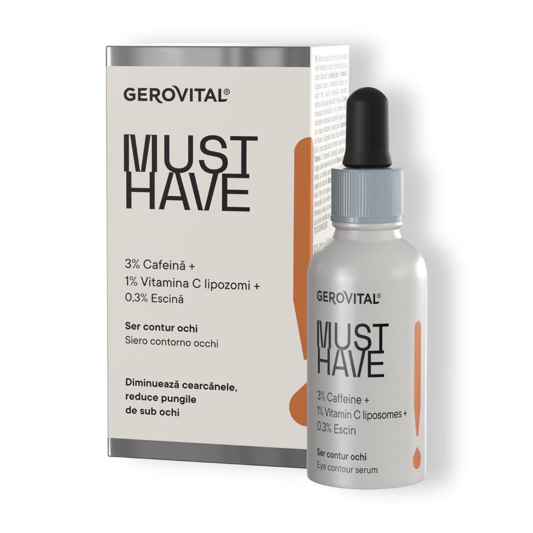 MUST HAVE Eye Contour Serum with Caffeine and Liposomal Vitamin C, Reduces Dark Circles and Wrinkles, Smooth Fine Lines, Hydrating Eye Area, 30 ml