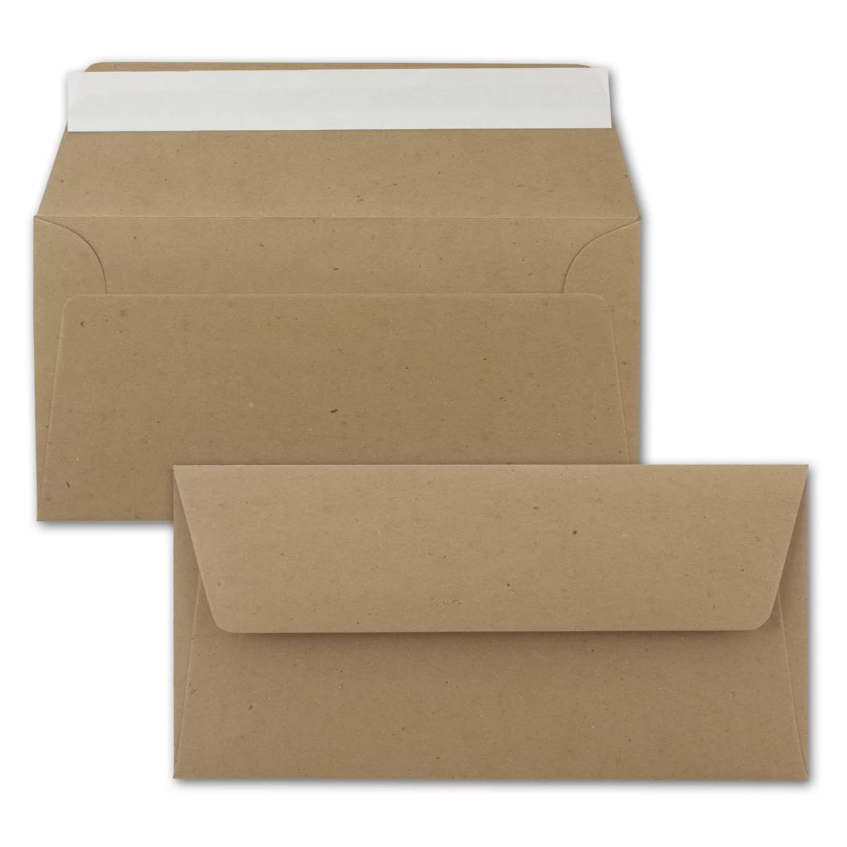 500 DIN długie koperty papier typu kraft brązowe - 11 x 22 cm - 120 g/m² klejenie standardowe koperty na listy na chrzest i zaproszenia od Twojego agenta