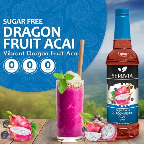 Syruvia Sugar-Free Coconut & Sugar-Free Dragon Fruit Acai Syrup - 25.4 fl oz Premium Coffee Flavoring Syrup. 0 Calories, Kosher, and Gluten-Free. Ideal for Drinks, Sodas, Shakes, Desserts, and More. - image 5