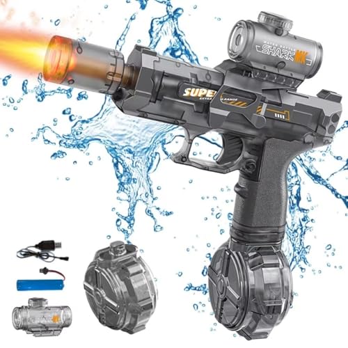 Image of Goyal's Holi Pichkari Electric Water Gun Rechargeable Automatic Water Blaster with Drum Tank Long Range 7-9m LED Lights USB Charging Outdoor Summer Toy for Kids Boys Girls