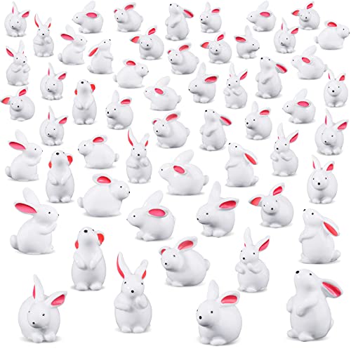 Marsui 100 Pcs Bunny Miniatures Figurines Rabbit Miniature Accessories Easter Garden Landscape Garden Bunny for Easter Accessories Dollhouses Decoration(Classic Rabbit)
