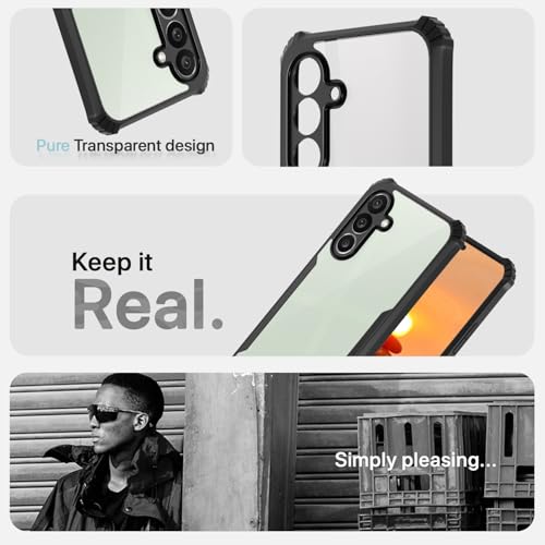 Image of Pikkme Back Cover for Samsung Galaxy M36 5G | Ultra Hyrbid | Full Camera Protection | Raised Edge | Crystal Clear Transparent Bumper Case (Black)