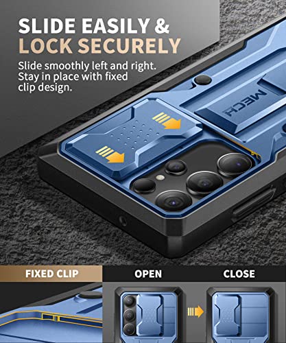 TONGATE for Samsung Galaxy S23 Ultra Case, [Bulit-in Slide Camera Cover & Screen Protector] [2 Front Frame] Military Grade Shockproof S23 Ultra Phone Case with Kickstand & Belt-Clip 6.8", Blue - Thumbnail 3