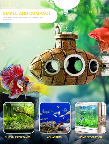 image for SARDVISA Floating Fish Tank Decoration, Little Cute Retro Submarine Aq