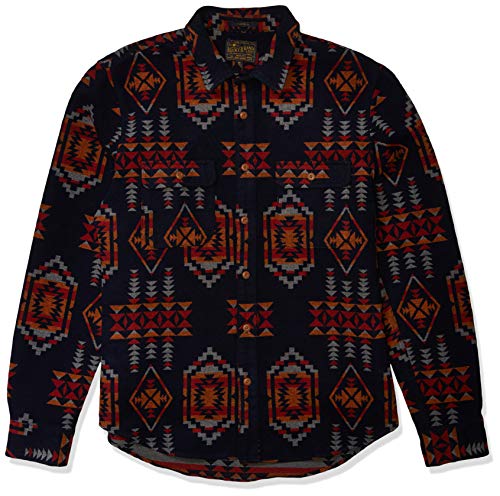 Lucky Brand Men's Long Sleeve Button Up Printed Humbolt Workwear Shirt, Blue Jacquard, M