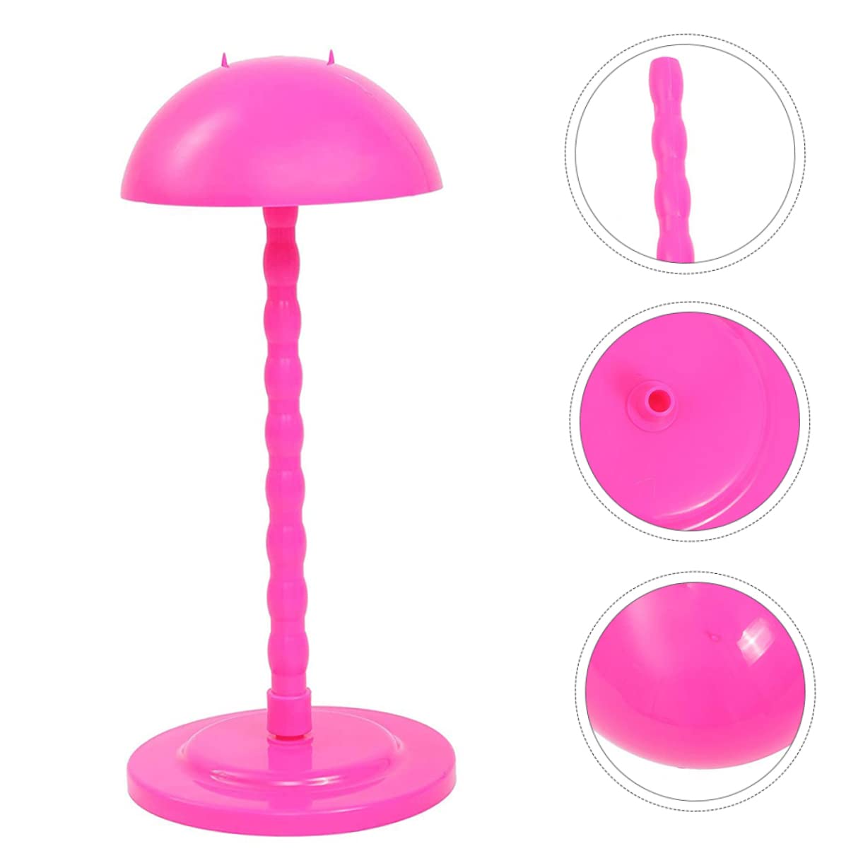 FRCOLOR 1pc Wig Stand Metal Holder Wig Rack Head Stand Support Tower Hair Head Mushroom Maniquin Hat Holder Cap Display Stand Model Portable Represent Plastic Travel - Image 3