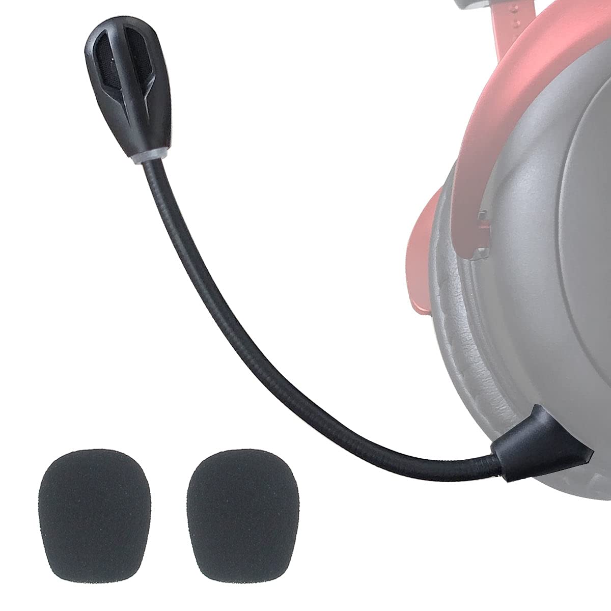 MJKOR Replacement Mic Compatible with HyperX Cloud II Wireless Gaming Headsets, Cloud 2 Wireless Detachable Noise Cancelling Microphone with Mute Indicator 3.5mm Jack (Black)