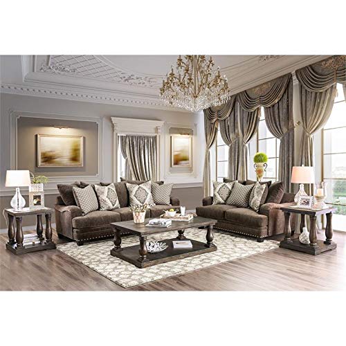 Furniture Of America Katy Chenille Nailhead Sofa In Dark Brown #TOP6