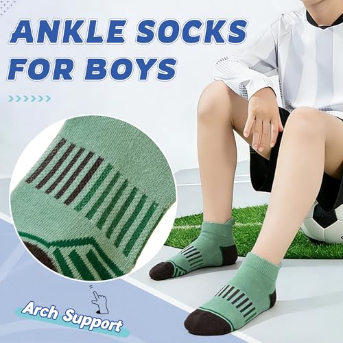 Image of SeeyAN Kids Socks Boys Ankle Athletic Half Cushioned Low Cut Sport Cotton Breathable Socks 6 Pairs