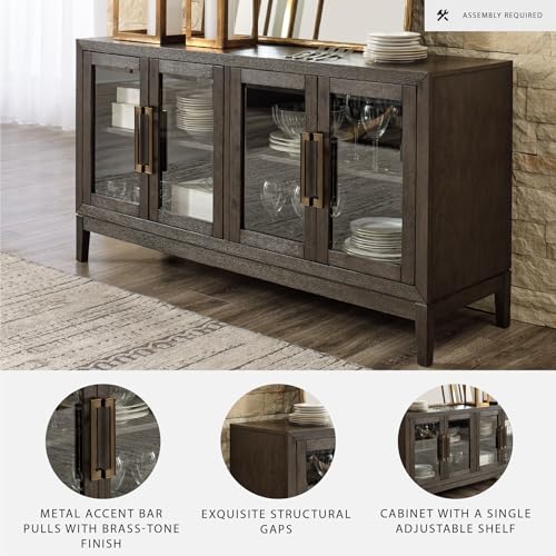 Image of Signature Design by Ashley Burkhaus 1-Piece Buffet Cabinet, Dark Brown