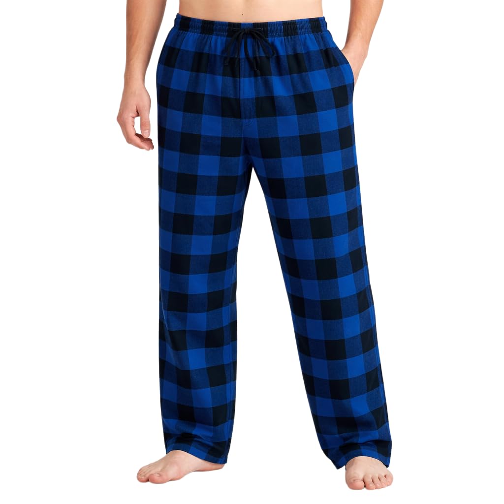 BEEYANOPAL Herren Flanell-Schlafhose – 100% Baumwolle, Kariert, Weich & Atmungsaktiv, Mit Kordelzug & Taschen, Pyjamahose für Winter