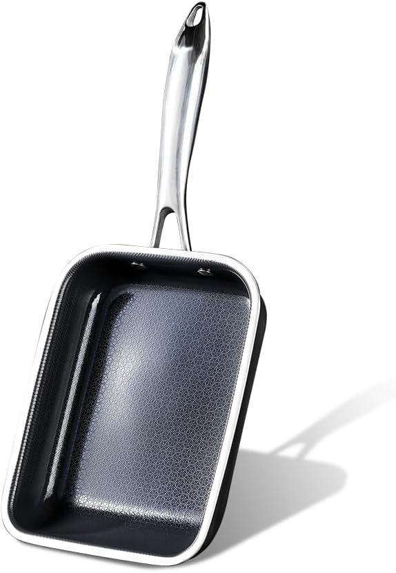 HexClad Hybrid Nonstick Japanese Tamagoyaki Egg Pan, Stay-Cool Handle, Dishwasher and Oven-Safe, Induction Ready, Compatible with All Cooktops