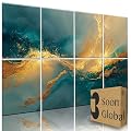 Soon Global Acoustical Wall Panels, 48 X 32 Inches Art Acoustic Panels, Decorative Acoustic Panels, Acoustic Wall Panels, Sound Absorbing Wall Art, Oceanic Gleam
