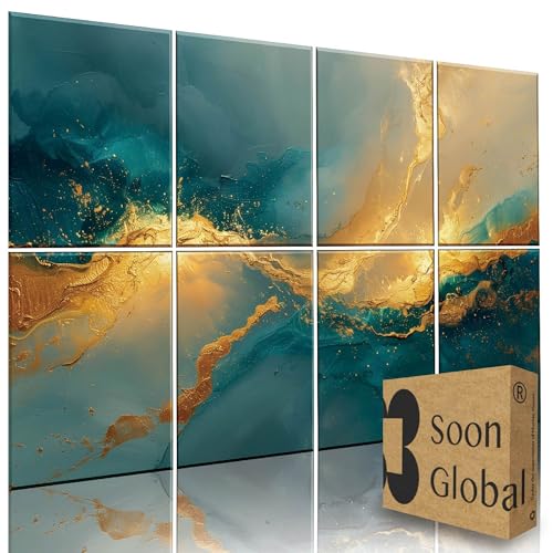 Soon Global Acoustical Wall Panels, 48 X 32 Inches Art Acoustic Panels, Decorative Acoustic Panels, Acoustic Wall Panels, Sound Absorbing Wall Art, Oceanic Gleam