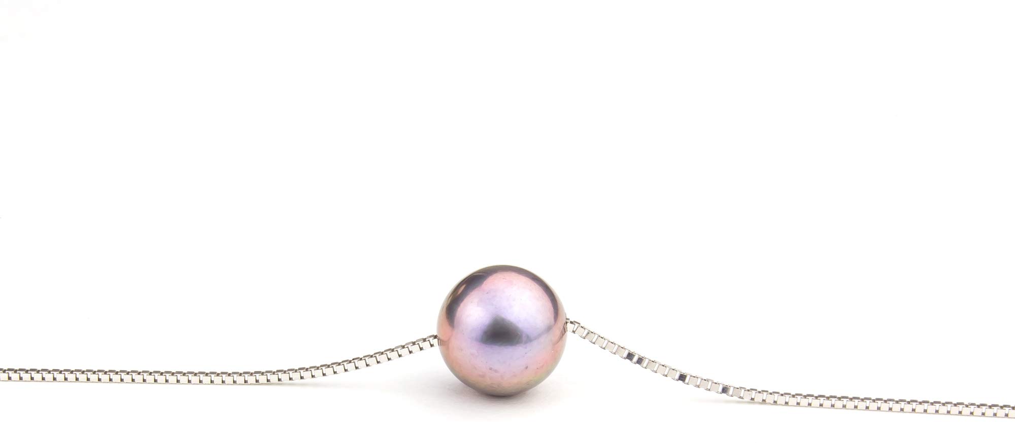 HinsonGayle AAA GEM 10-10.5mm Round Freshwater Cultured Single Pearl Solitaire Necklace Silver