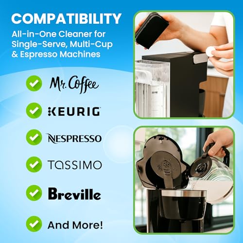 Image of Coffee Maker Cleaner & Descaler Tablets - 48 Pack, Deep Cleaning for Coffee Pot & Coffe Machine, Compatible with Keurig, Nespresso, Miele, Ninja, Breville, DeLonghi, Espresso & Drip Machines