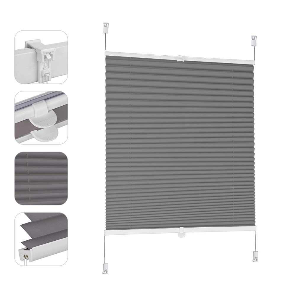 Tenda Avvolgibile Day/Night Zebra - Protezione Solare E Privacy, Senza Fori, Grigio 80x100 Cm - Foto 9