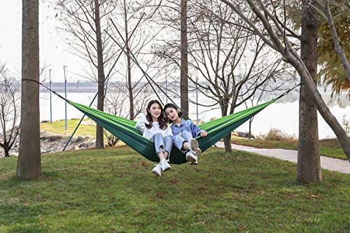 Favorland Camping Hammock Double & Single with Tree Straps for Hiking, Backpacking, Travel, Beach, Yard - 2 Persons Outdoor Indoor Lightweight & Portable with Straps & Steel Carabiners Nylon (Green) - Image 7
