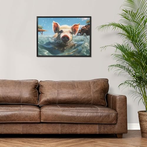 Peintures cochon nageur tableau de salon moderne décoration murale chambre