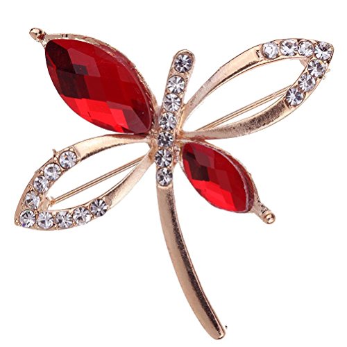 Amybria New Gold Plated Crystal Inlay Butterfly Red Brooch Pin Women Gift