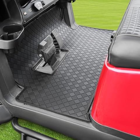 Arrtzan Golf Cart Floor Mats Club Car Precedent 8mm Nature Rubber Full Coverage Floor Mats for Club Car Precedent (2004-2022), Onward & Tempo (2017-2022), Villager & V4L (2019-2022)., Black Trim Cover