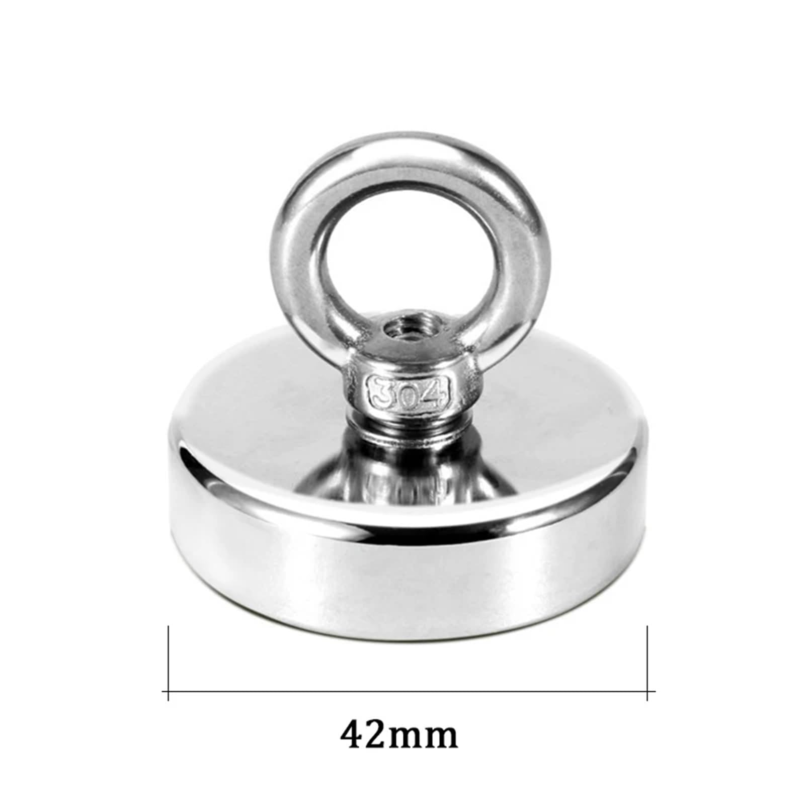 Aimants de pêche en néodyme Super puissants, imanes robustes avec boulon à œil à trou fraisé for la pêche magnétique de récupération(D42 Pull Max 61kg)