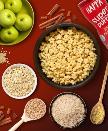 Image of Happa Organic Multigrain Melts Teething Super Puffs (Healthy Organic Snack for Little One, 8 Months+) Apple & Cinnamon (Pack of 2)