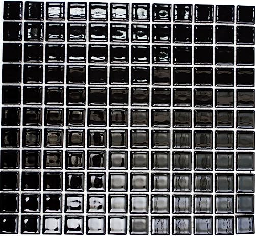 Mosaico Piastrelle Di Rete Parete Uni Nero Lucido In Ceramica Mosaico Specchio Piastrelle Doccia Tazza Per Piastrelle Da Parete Quadrato Cucina Bagno 
