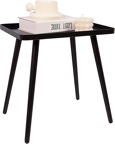 FOOHCXX Mesa auxiliarauxiliar negra, mesa auxiliar pequeña, mesa decorativa para sala de estar, dormitorio, balcón, oficina, mesa auxiliar moderna,