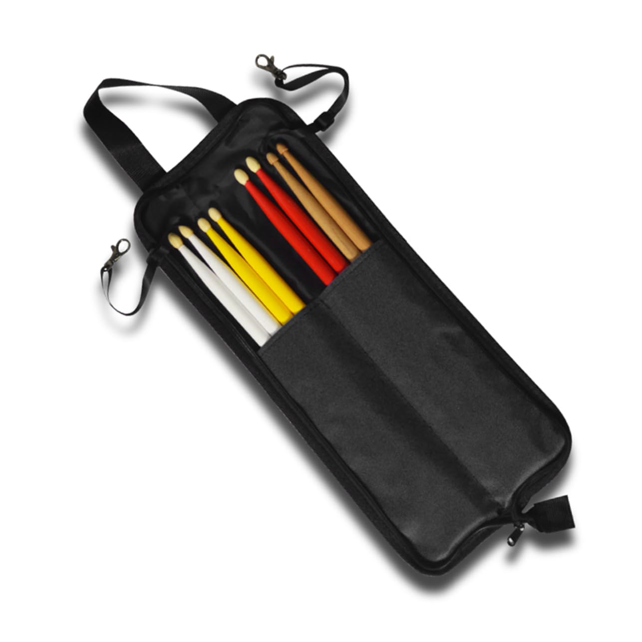 VANZACK 1Pc Portable Drumstick Backpack Bag Thicken Maple Drumsticks Storage Case with Hooks for Quick Access for Drummers and Percussion Accessories Included