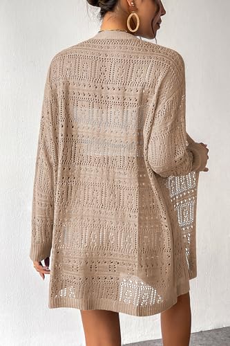 Image of Zeagoo Womens 2026 Summer Crochet Cardigan Sweaters Lightweight Long Sleeve Open Front Kimono Boho Knit Cover Ups
