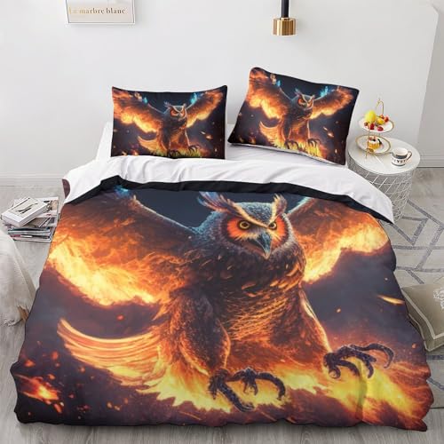 Housse de couette 3D hibou king size zippée pour changer vos draps sans effort