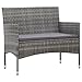 vidaXL Panchina da Giardino in Polyrattan Grigio con Cuscino Panca per Esterni