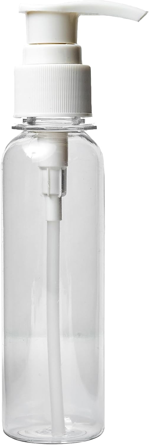 4 oz Clear PET Cosmo Plastic Bottle with White Pump Dispenser Top (12 Pack)