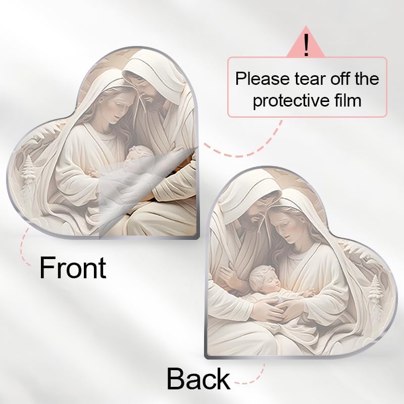 Miniatura 8 de Carteles y placas decorativas de acrílico en forma de corazón de Navidad, ideal para regalar o decoración personal, adecuado para decoración