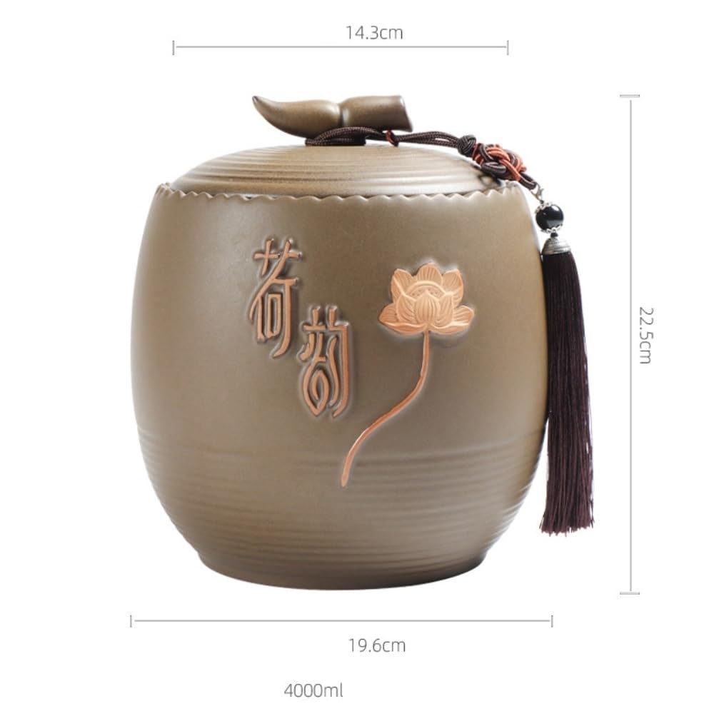 Contenitore per Il tè in Ceramica, Contenitore per Il tè Sfuso, Piccolo Barattolo sigillato in Ceramica, Set da tè Cinese retrò, Set da Un Barattolo, Scatola per Il tè (B)