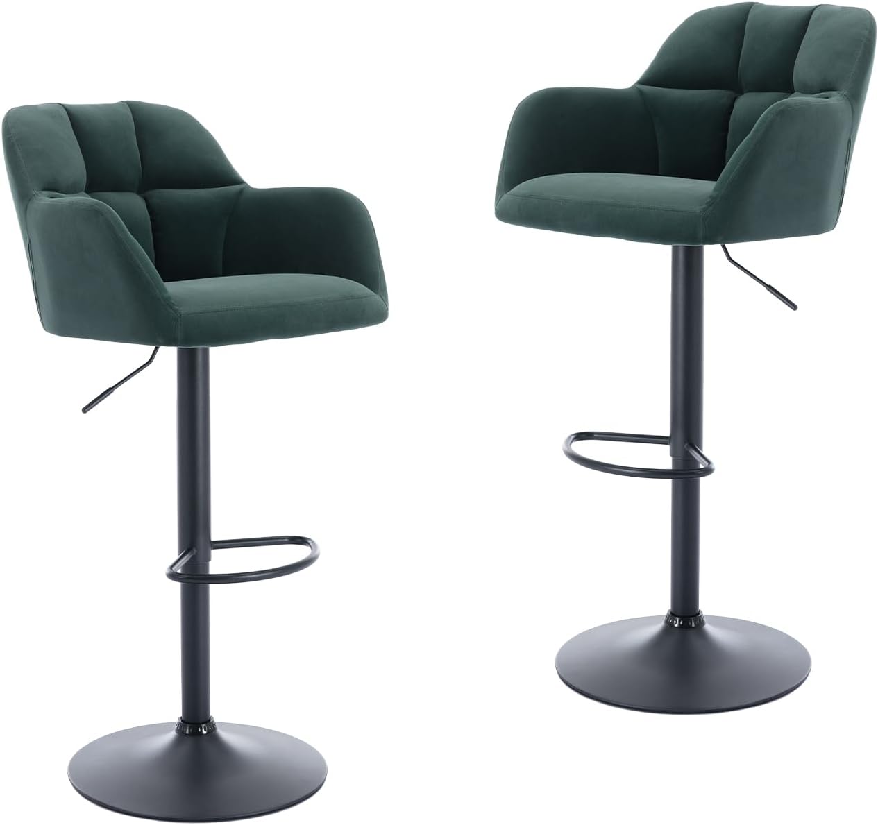 Shunzhi Brown Leather Bar Stools Set of 2 Modern Upholstered Bar Height Barstools Vintage High Island Chairs with Metal Frame/Back/Arms for Kitchen/Home Pub/Dining Room, 30 inches