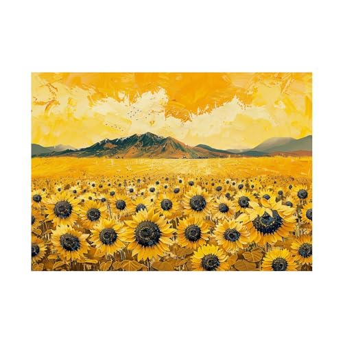 Tableau paysage de tournesol moderne 80x120cm sans cadre WODJEM