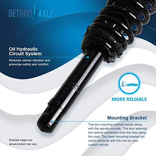 Image of Detroit Axle - 4pc Struts Shocks for 2010-2012 Ford Fusion Lincoln MKZ 10-11 Mercury Milan Complete 2 Front Struts with Coil Spring 2 Rear Shock Absorbers Replacement Ready Strut Assembly