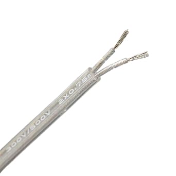 ELLANA Cable Flexible 220V Pendant Light Extension Cable, PVC Transparent Electrical Wire, 2 Core or 3 Core Lamp Cords, 0.75mm2 Clear Round Cable Extension ConnectorColor2 Core Round,Size20meter