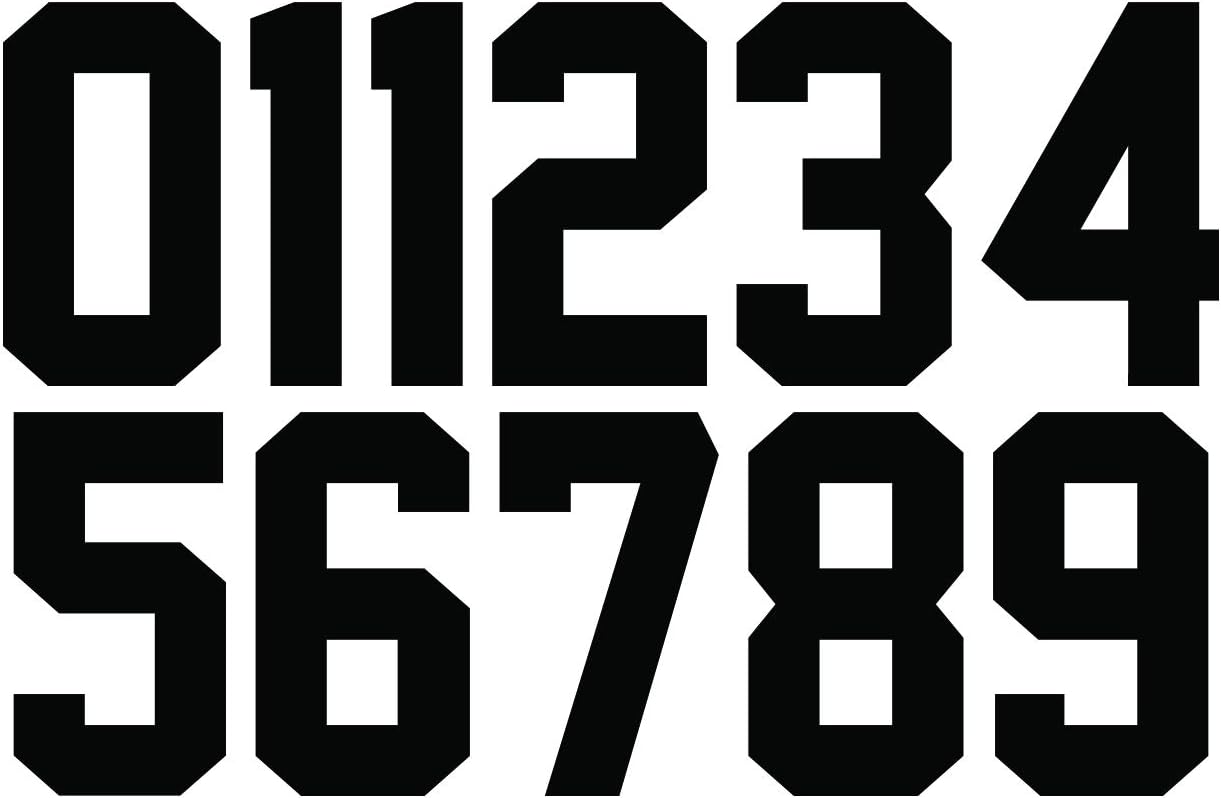 Numbers Kit(0-9),8" Tall for Sports T-Shirt Jersey Football Baseball,Iron On, Heat Transfer, Team,t-Shirt(Style A) (Black)