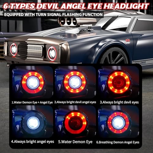 Image of Drift Stunt Remote Control Car, 1 /16 RTR Muscle Caar 35Km /h High Speed RC Drift Car for Adults, 4X4 All Road Drifting Truckr, Drift Rc Car with 7 Modes Angle Eyes Lights Drift Stunt Car