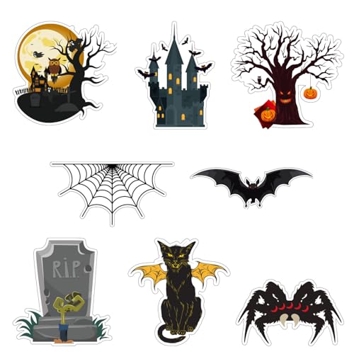 Nqeuepn 1029637 8Pcs Halloween Fridge Magnets, Spooky Magnetic Halloween Car Magnets Spider Bats Tombstone Decorative Holiday Magnet For Refrigerator Cruise Door Garage Door Decorations cover