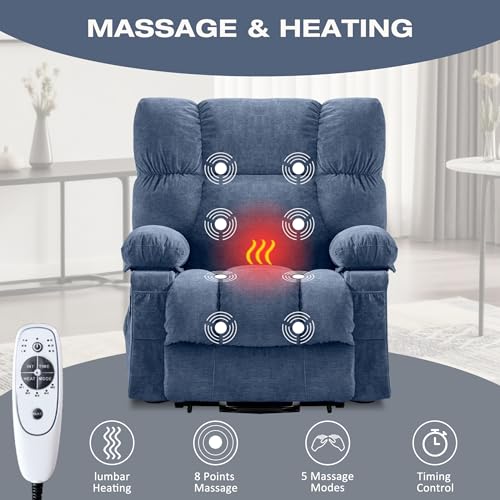 Image of MAHOMICO Power Lift Recliner Chair for Elderly with Vibration Massage and Lumbar Heating, Electric Lift Recliner Sofa with USB Charging Port and Side Pocket for Living Room Comfort