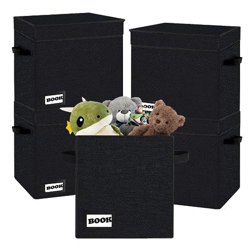 Image of 5 Pack Comic Book Storage Short Box, 11.8 inch X 9.8 inch X 7.8 inch, Holds 100-120 Collection Book, Heavy Duty Comic Collection Gift Bin Container Holder Shelf (Black)