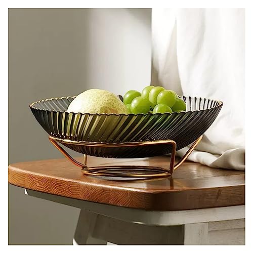Assiette de fruits en verre gris moderne grand format avec support table - 5