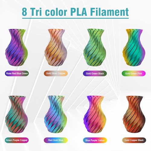 Image of 3D Printer Filament Bundle,1.75MM Silk PLA Filament Multicolor 250g*10 Rolls,Bulk Filament fits for Most FDM 3D Printers.