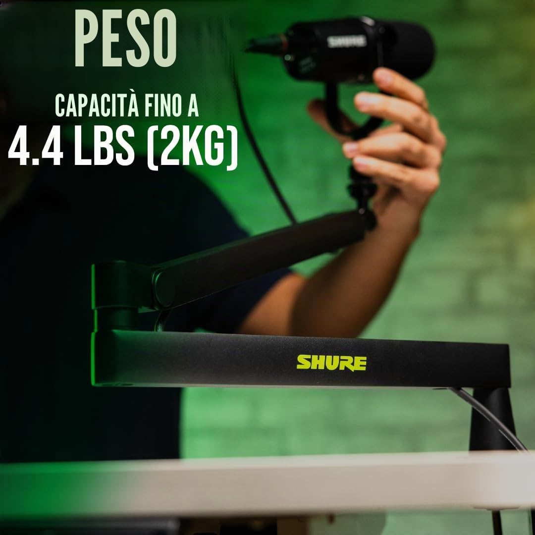Shure by Gator SH-BROADCAST2 - Supporto per microfono da scrivania, completamente regolabile per podcast, streaming e home office