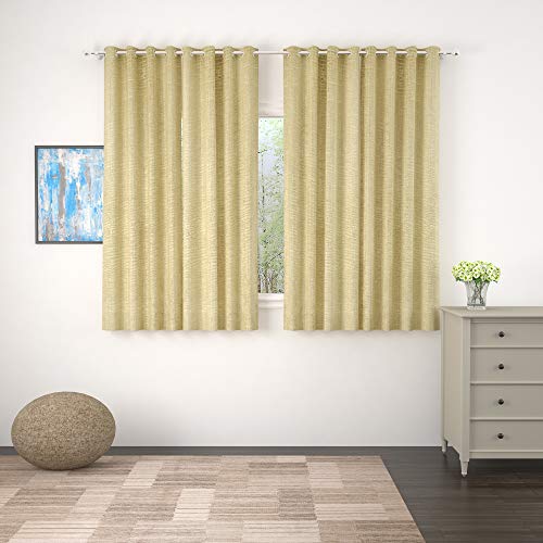 Image of Story@Home Bloom Collection Room Darkening Window Curtains 5 feet Long Set of 4 for Living Room, Bedroom, Kids Room - Beige