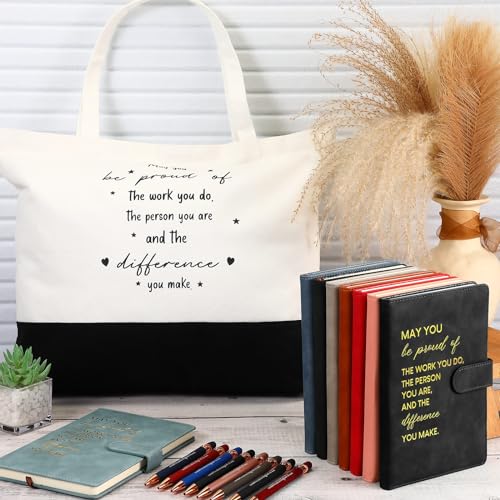 Image of Paterr Appreciation Gifts Thank You Gifts for Employee Coworker May You Be Proud of the Work You Do Include Canvas Tote Bags Leather Notebook Journal and Pens Office Teamwork (Chic Colors,12 Sets)